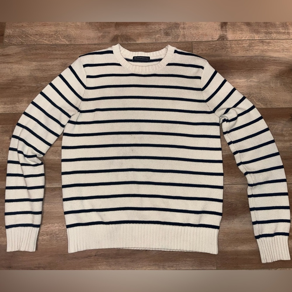 Brandy Melville Navy & Cream Brianna Cotton Thin Stripe Sweater